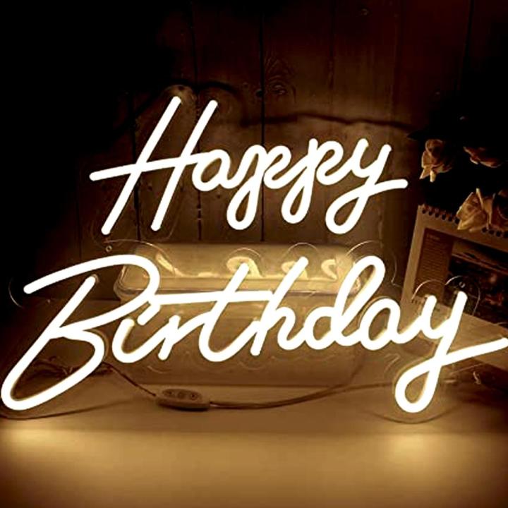 Happy Birthday Warm White Color | Neon Sign Light For Decor Your Home Room Decor Neon Light Customize Neon Lights for For Home. WN-011