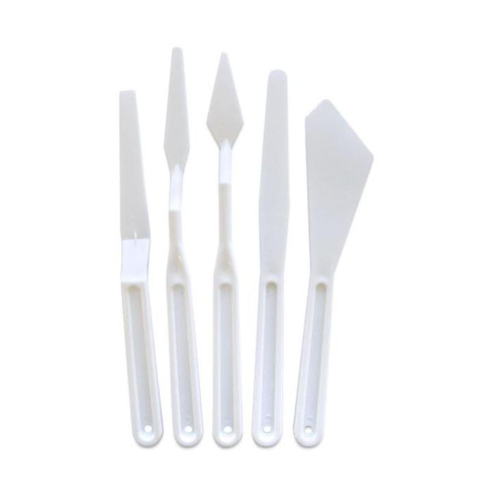 Keep Smiling Palette Knife Set made of Plastic - 5 Painting Spatulas in different shapes - Ideal Painting Knives for the working with paints - Perfectly suitable for Beginners, Professionals and Artists