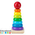 Educational Rainbow Wooden Stacking  Ring Tower Game For Montessori Kids. 