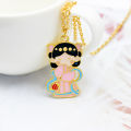 Ancient China Number One Scholar Chang'e Alloy doll Pendant Necklace Cartoon boy and girl Fashion retro Necklace. 
