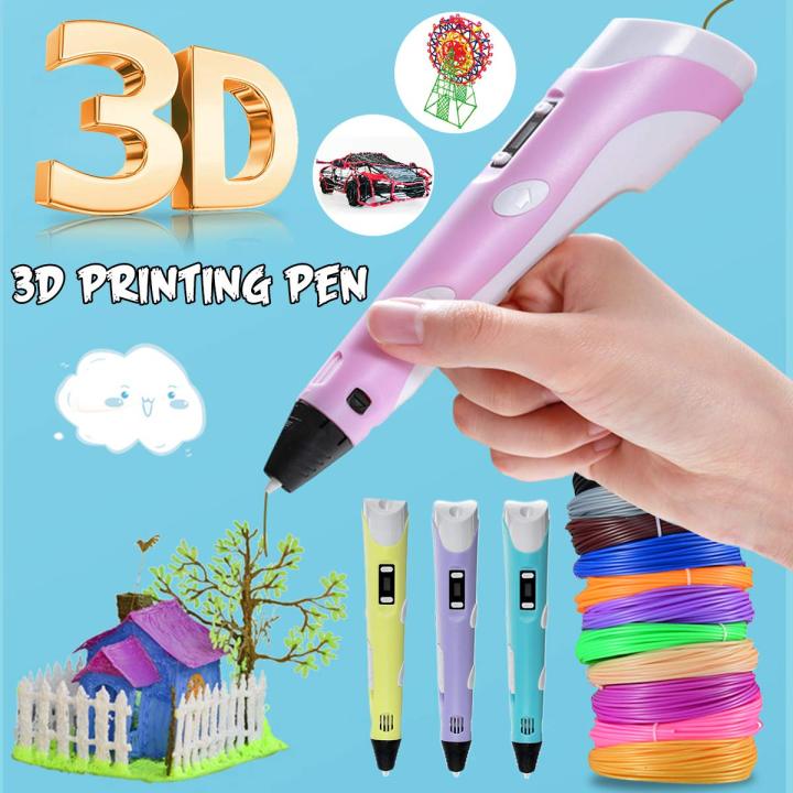 3D Printing Doodler Pen with LCD Screen for kids including filament For DIY Arts Crafts Perfect only Pen Blue and Pink Color