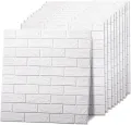 3D Wall Panels Peel And Stick Self-adhesive Foam Stone Textured White Faux Brick Wallpaper For Bedroom Walls Living Room Tv Background Home Decor DIY. 