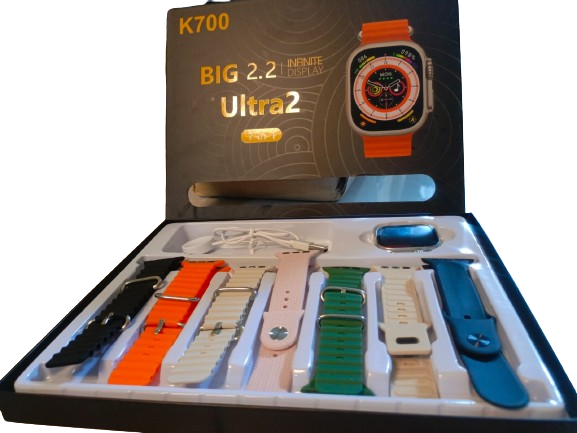 K700 smartwatch - 7 strap smart watch - wireless charging ultra smart watch - bluetooth call watch with 7 different straps - 7 strap mobile watch for boys - ultra watch for men - touch watch for girls - calculator watch - boyswatch for messaging