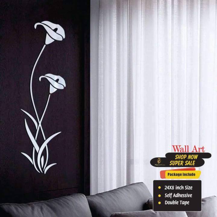 Mirror Wall  3D Acrylic Mirror Flower Art Room Decor Sliver/Gold/Black Mirror 3pcs
