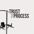Professional Decor] Trust The Process Motivational Wall Decal - Vinyl Sticker for Gym, Office, Classroom, or Physical Relax Room Decor - Black Lettering on Beige Background with Dumbbell Graphics, Motivational Wall Art. 