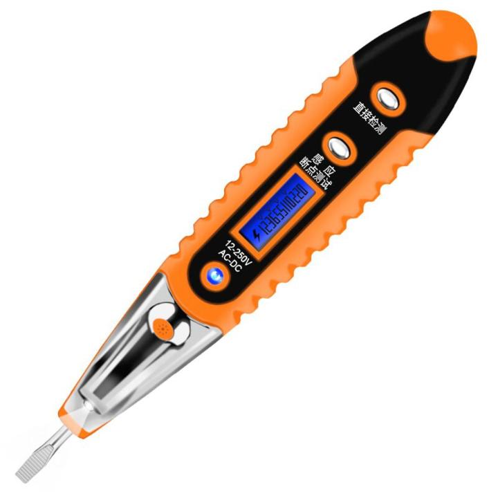 【HOT】 Multidigital Test Pencil AC DC 12-250V Tester Electrical Screwdriver LCD Display Voltage Detector Test Pen Electrician Tools