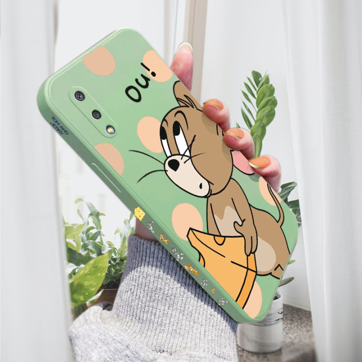 AMORVOR for Samsung Galaxy A02 M02 Back Cover Cartoon Cat and Mouse Side design Soft Case Liquid Silicone Phone Cases