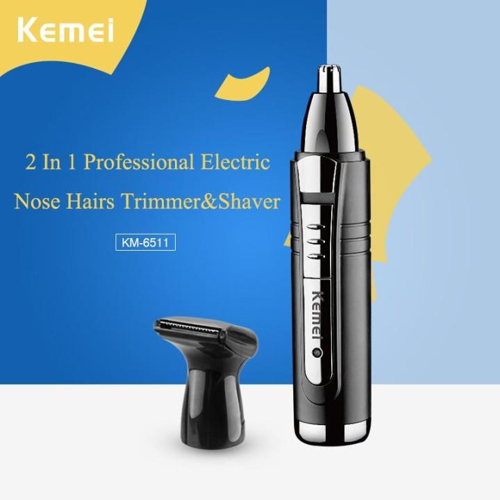 Kemei KM-6511 2-in-1 Professional Rechargeable Electric Nose Hair Trimmer Multifunctional Beard Trimmer Razor Men Clipper Hair and sideburns Trimmer Machine for Men