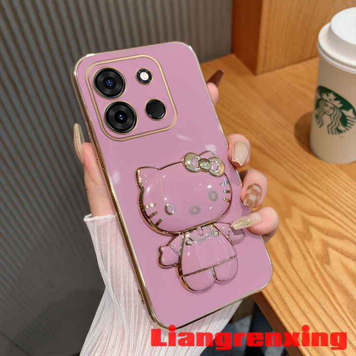 Casing infinix note 30 pro 30 vip infinix note 30 5g infinix note 30i 2023 phone case Softcase Electroplated silicone shockproof Cat cartoon with holder Cover new design DDKTM01