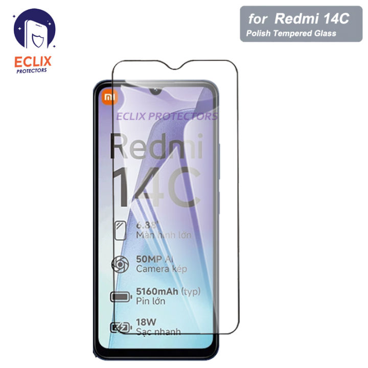 ECLIX Redmi 14C Tempered Glass Polish 2.5D Screen Protector For Xiaomi MI 14C - Transparent