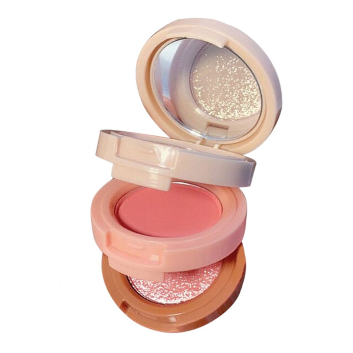 XQM Three-Color Eyeshadow Palette Pearlescent Matte Fine Glitter Big Sequin Eyeshadow Waterproof, Three-layer Blush Highlighter And Contour