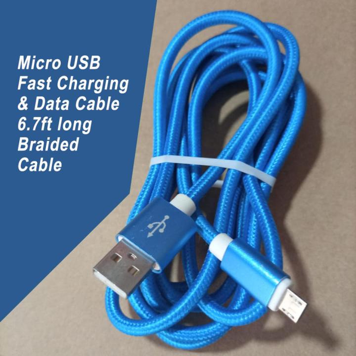 Micro USB Cable 6.8 ft by Hashupi | Long Braided Heavy Duty Android Phone Charger Cord | Fast Data Charging Cable for Samsung Galaxy S6 / S7, Fire Tablet, Kindle, PS4, Bluetooth Speaker