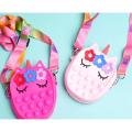 Silicone POP IT UNICORN FLORAL SHOULDER BAG Cute CrossBody Bag Handbag Mini Princess Messenger Bags Purse with Adjustable Strap High Quality Mobile. 
