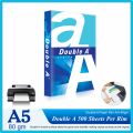 Pack of 5 Paper Rim, A5 Paper Rim 80gm, Double A Paper Ream, Original Paper Ream A5 80gm, AA Paper Rim. 