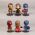 NYT 6Pcs/Lot The Avengers Miniatures Marvel  Pvc Avengers Infinity War Thanos Spider Man Iron Man Captain America Thor Wolverine Action Figure S Dolls For Kid. 