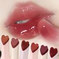 Gege Bear Jelly Lipstick Pen Heart Shape Mirror Watergloss Lip Glaze Moisturizing Sexy Lip Tint Long-lasting Waterproof Lips Makeup. 