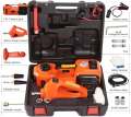 Electric Hydraulic Floor Jack 12V DC 5.0T(11023lb) 4 in 1 Floor Jack,Tire Inflator Pump,LED Flashlight, Safe Hammer, 45CM Electric Car Jack Car Tire Repair Tools Kit with Electric Impact Wrench. 