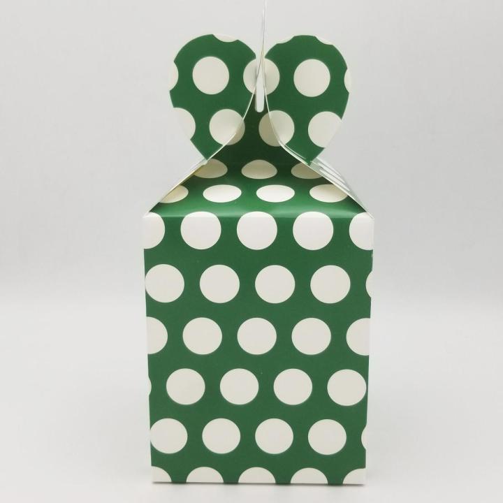 DARK GREEN POLKA DOT GOODY BOXES ( PACK OF 10 GIFT BOXES )