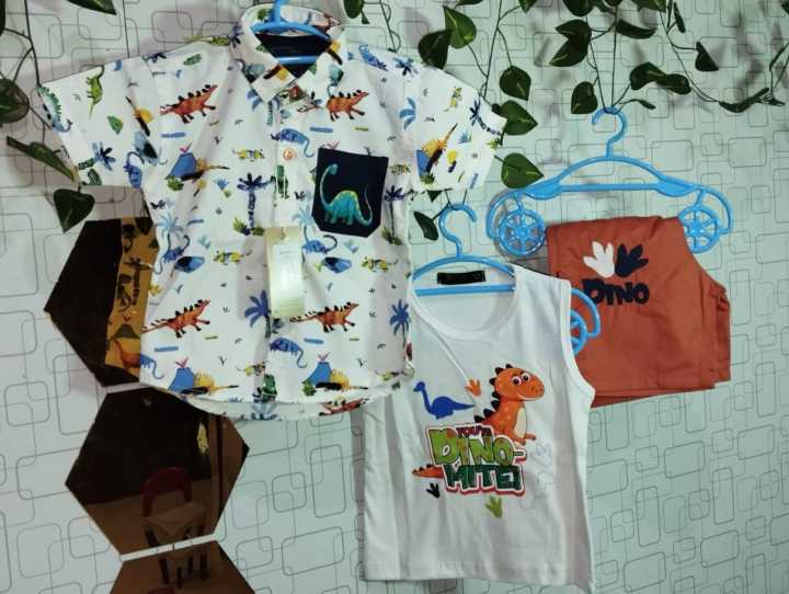 AngelsAttire Presents 3 Pcs Cotton short and shirt for Infant for summer.