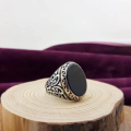 Elegant Oval Black Aqeeq Stone Silver Ring: Timeless Beauty For men Ring Timeless Beauty For men, for husband, for boyfriend, for brother, for Father, for boys. 