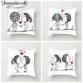 Fuwatacchi Cute Couples Pillow Case Romantic Lover Pillow Cover Home Sofa Decor Valentine's Day Gift Sweet Love Cushion Cover. 