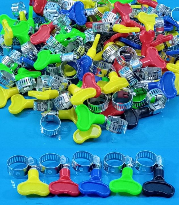 Pack of 10pcs Gas Pipe Clips Adjustable Clamp 15mm Hoop Butterfly Fastening Clip Bracket Tie Worm Drive Plastic Horn DM Hardware