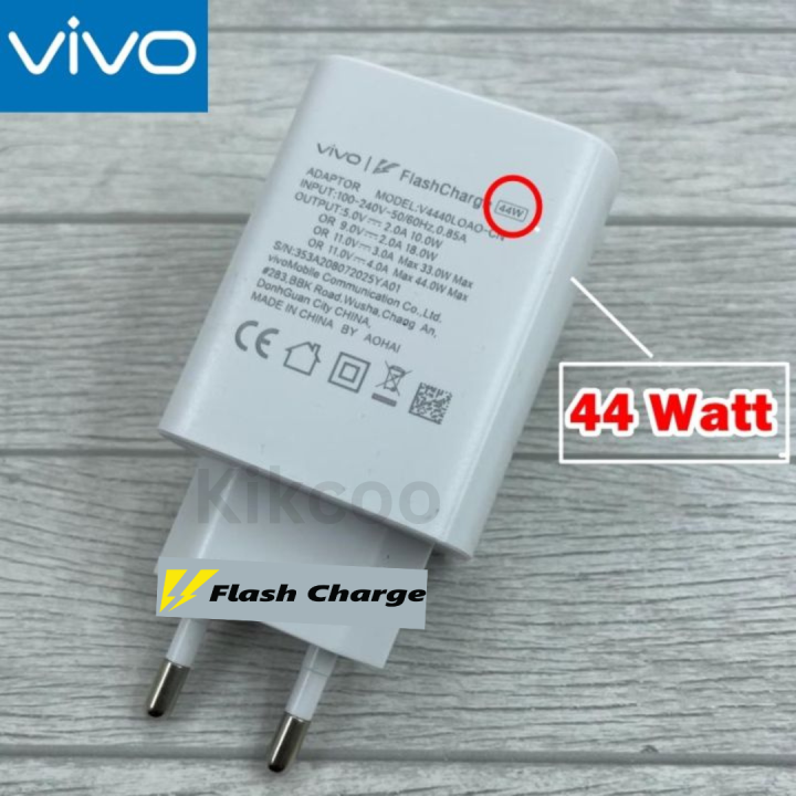 Vivo  Flash Charger 44 Watt QuickCharge4.0 44w Flash Charger - Compatible with VivoV23,V23e,Y73, Z1x, Z5, V19, V20, V20 Pro, V20 SE, V21 and other Smartphones