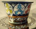 Blue Pottery Plant Pot Handmade/ Hand painted, Height: 3.5 Inches. 