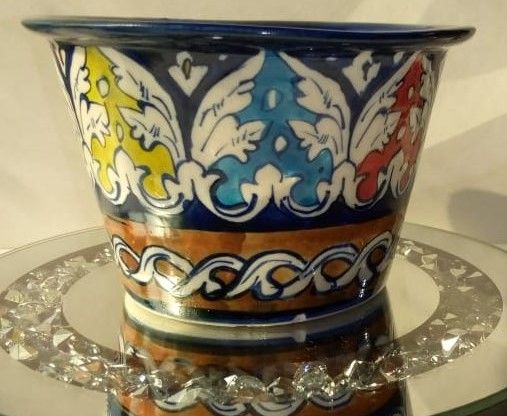 Blue%20Pottery%20Plant%20Pot%20Handmade/%20Hand%20painted,%20Height:%203.5%20Inches%20-%20Image%205