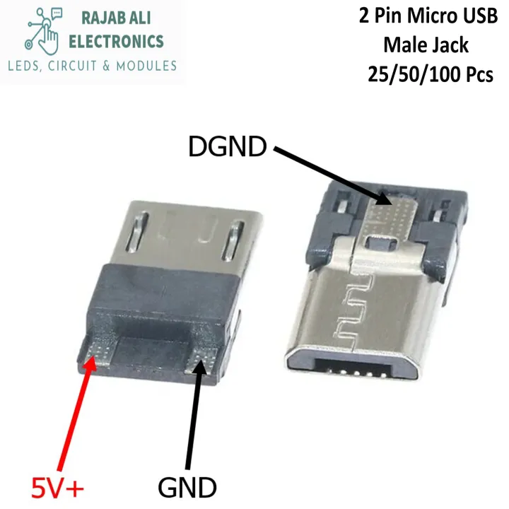 50/100%20pieces%202%20Pin%20Micro%20USB%20Connector%20Jack%20Male%20Fast%20Charging%20Android%20Mobile%20Phones%20-%20Image%202