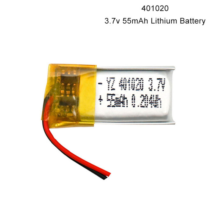 401020 55mAh 3.7V Lithium Polymer Rechargeable Battery for Bluetooth Headset Toy