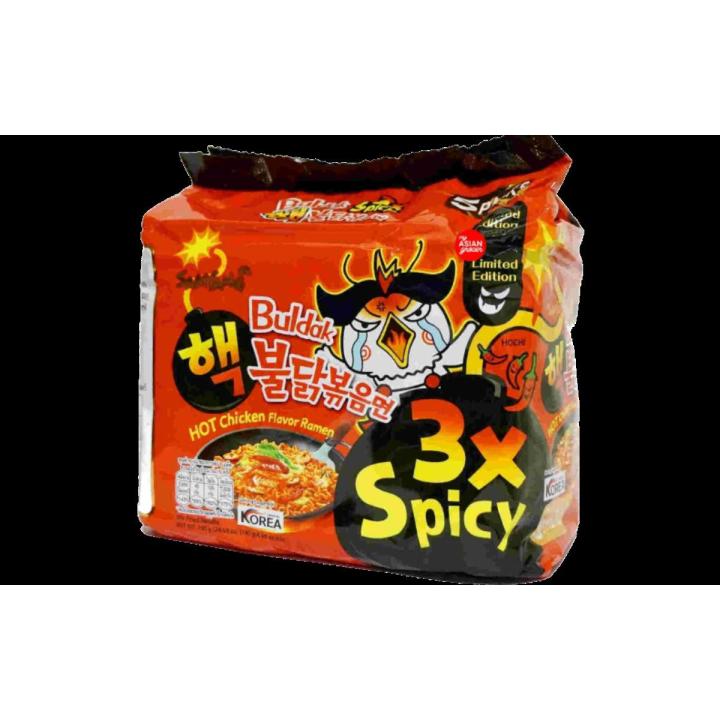 Samyang Noodles 3X Spicy Hot Chicken Flavor Ramen Family Pack (5 Noodles)