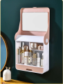Drill-Free Large Capacity Wall-Mounted Bathroom Dressing Cosmetic Organizer. 
