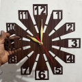 3D Wooden Clock With Premium Design I The New Wooden Wall Clock Big Size I Wall Clock I Wooden Wall Clock I Wall clocks for bedroom I 3D Wooden Wall Clock for Home and Offices, 3D Design Dark brown (12x12). 