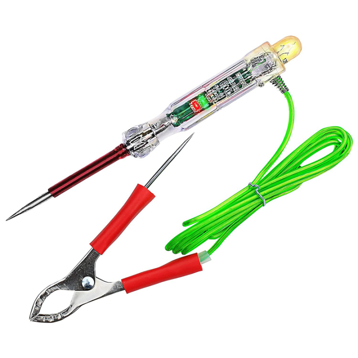 JOUYI 4X Automotive LED Circuit Tester 6-24V Test Light with Dual Probes 47 Inch Antifreeze Wire Alligator Clip for Testing