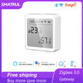 SMATRUL - Temperature And Humidity Sensor - Wifi Smart Home - Indoor Hygrometer Alarm - LCD Display - for Tuya Alexa Google Home. 
