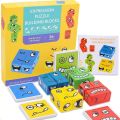 Emoji Wooden Puzzle Expression Cube, Magic Building Blocks Montessori Expressions Cubes IQ Educational Puzzles, SUMAIRS Puzzle Toys Gift for Kids. 