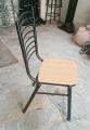 Black Color Coated Steel Chair with Wooden Seat - Durable. 