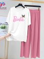 Women oversized Relax In Comfortable Printed T-Shirts and trouser for Girls. 