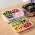 4 Grid Food Fruit Storage Box Portable Refrigerator Freezer Box Make up Organizer. 