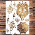 Realistic Elephant Moon Temporary Tattoos For Women Adult Butterfly Lace Mandala Tattoo Sticker Gold Waterproof Chest Tatoo. 