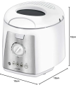 MPM MFR-07 Compact Electric Deep Fryer 1.5 Litre Washable Non-Stick Bowl Regulator up to 190°C, BPA, 1100W, 1200, 1.5 Litres, White. 