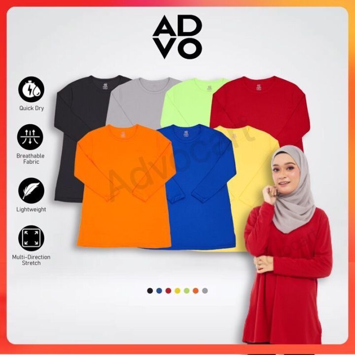 ADVO Microfiber Premium Jersey Blouse Dress T shirt Jersi Muslimah Perempuan Women Bu Sukan