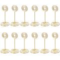 12 Pack Table Number Card Holders Photo Holder Stands Place Paper Menu Clips, Circle Shape (Gold). 