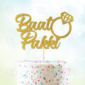 Baat Pakki Glitter Cake Topper For Party Celebration, Wedding Topper in Urdu with Multicolors. 