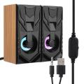 FunBug Super-Quality Wooden Speaker for PC & Laptop - USB 3.5mm Wired MultiMedia RGB Dual Gaming Speakers SoundBox for Computer, Games, Desktop, Home, Office, LCD, Mobile, LED TV with Bass Woofer & Stereo Acoustic Big Sound Base. 