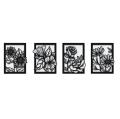 4-Piece Floral Wooden Wall Decor Set - Elegant Flower in Frame Art for Living Room, Bedroom & More. 