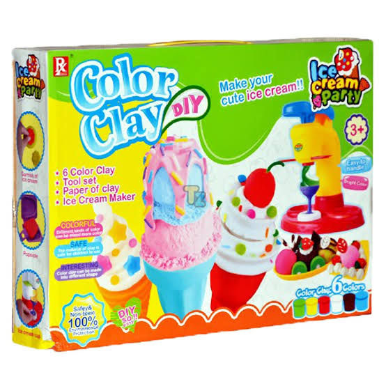 Playdough Ice Cream Parlor Set: Colorful Clay Pretend Play Kit for Kids - Fun and Educational Ice Cream Maker Machine Set with 6 Unique Clay Colors