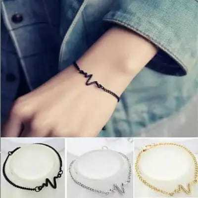 Simple Heartbeat Adjustable Chain Bracelet Ecg Model Chain Charm Bracelets For Women Men Fashion Jewelry