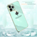 Hontinga for Tecno Camon 18 / Camon 18 P / Camon 18T Back Cover Luxury 6D Plating Maple Leaf Side Pattern Case Soft Silicone Square Phone Cases. 